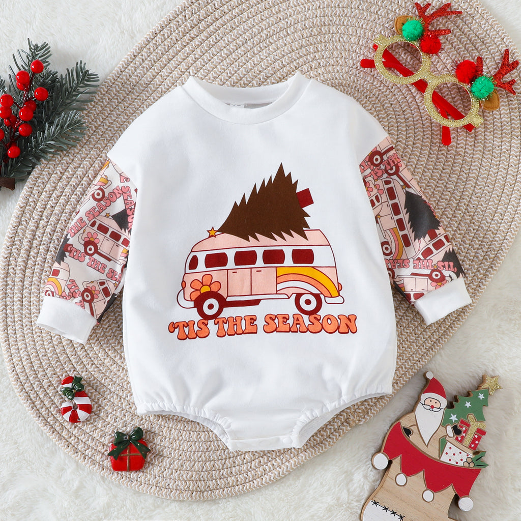 Christmas Baby Romper – Holiday Infant Outfit, Santa Baby Bodysuit, HO HO HO Long Sleeve Onesie