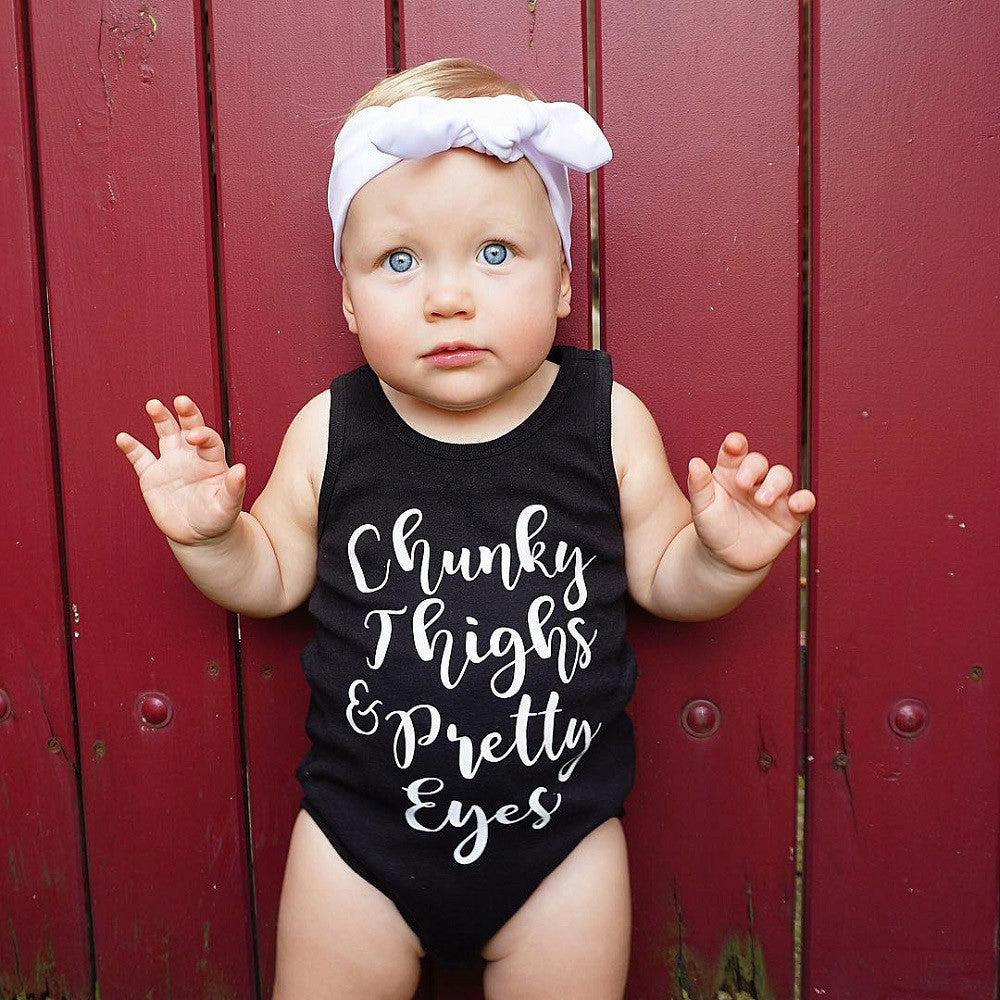 Chunky Thighs & Pretty Eyes Baby Bodysuit – Funny Baby Onesie, Cute Infant Outfit, Baby Shower Gift