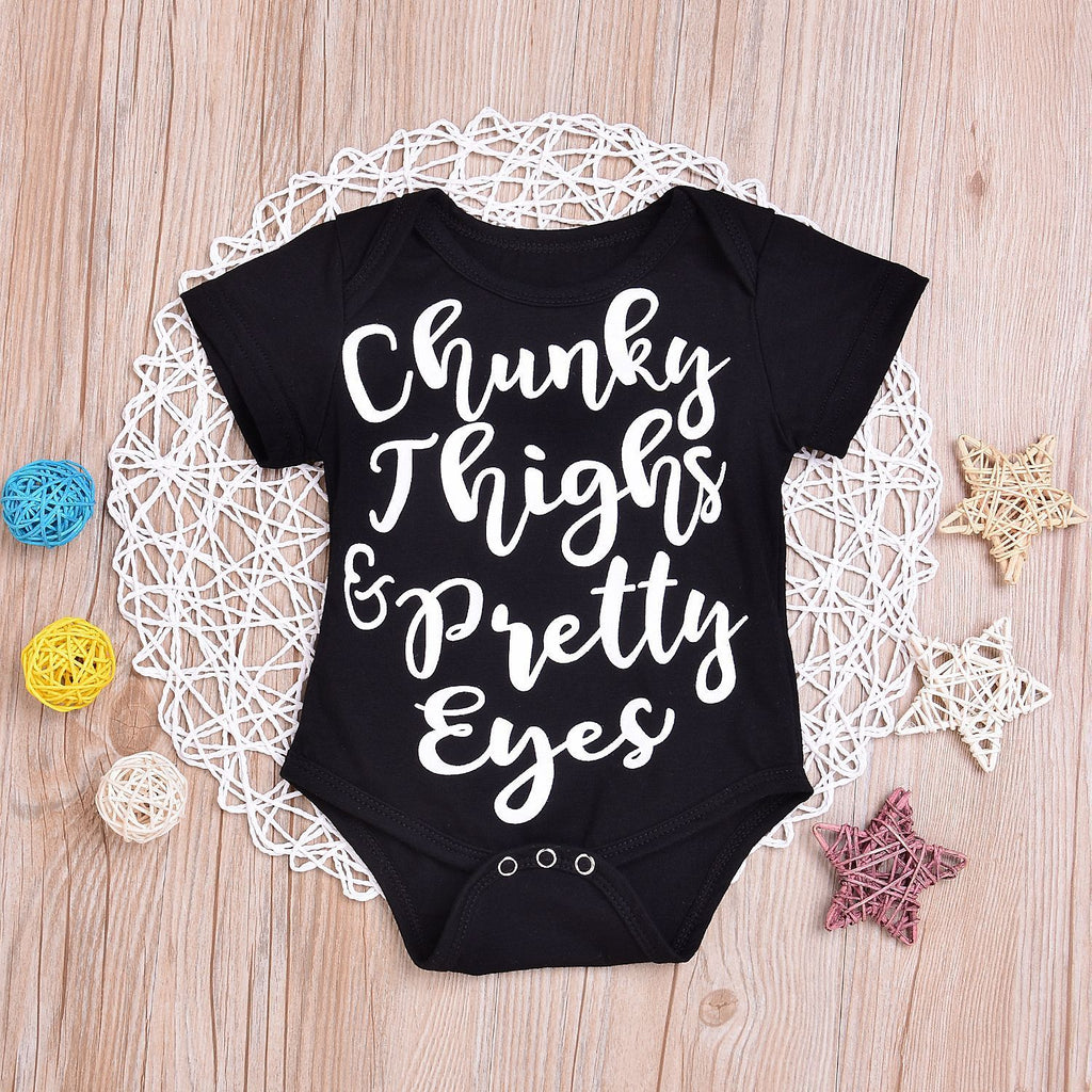 Chunky Thighs & Pretty Eyes Baby Bodysuit – Funny Baby Onesie, Cute Infant Outfit, Baby Shower Gift