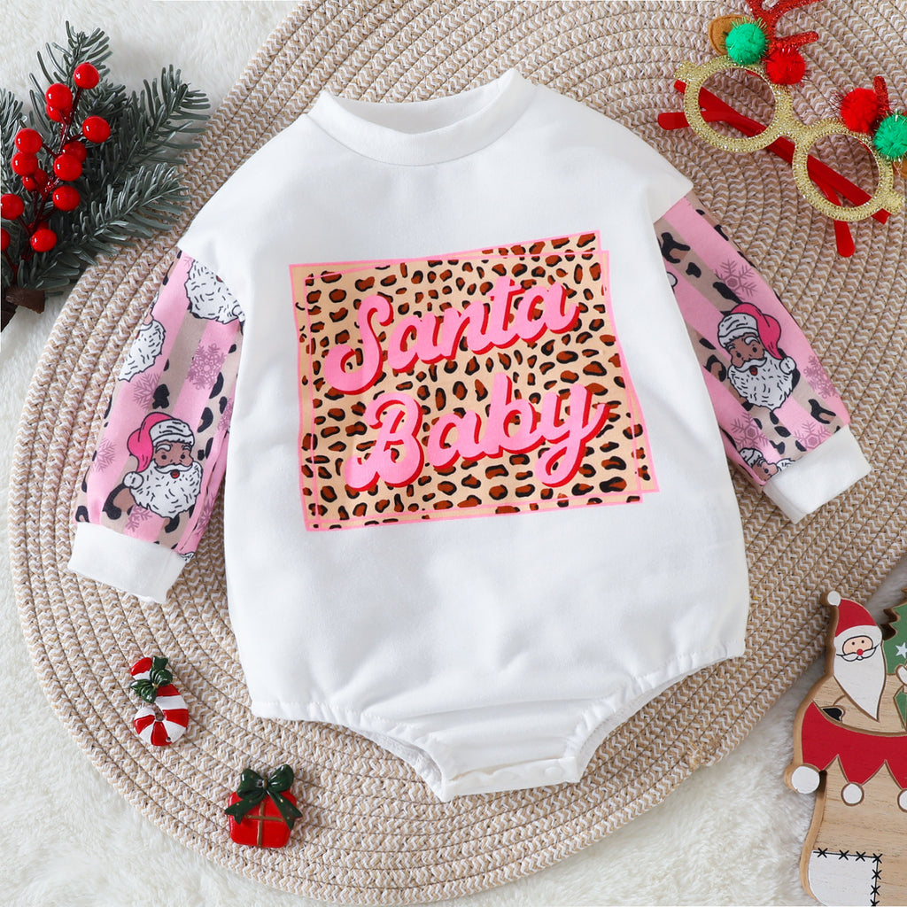 Christmas Baby Romper – Holiday Infant Outfit, Santa Baby Bodysuit, HO HO HO Long Sleeve Onesie