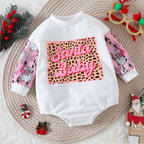 Christmas Baby Romper – Holiday Infant Outfit, Santa Baby Bodysuit, HO HO HO Long Sleeve Onesie