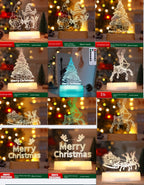 Collage of Christmas-themed LED night lights with various designs and colors.