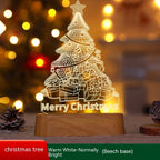 Decorative Christmas tree lamp with 'Merry Christmas' text on a wooden base, 