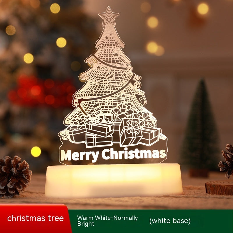 LED Christmas tree light with 'Merry Christmas' text on a white base, 