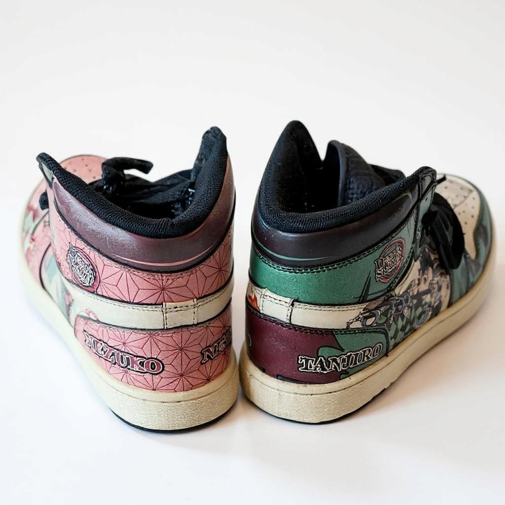 Pair of colorful sneakers with visible branding 