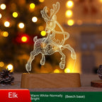 Elk-shaped night light on a wooden base