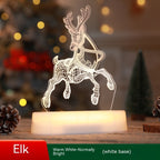 Decorative elk lamp with a warm white light on a wooden base,