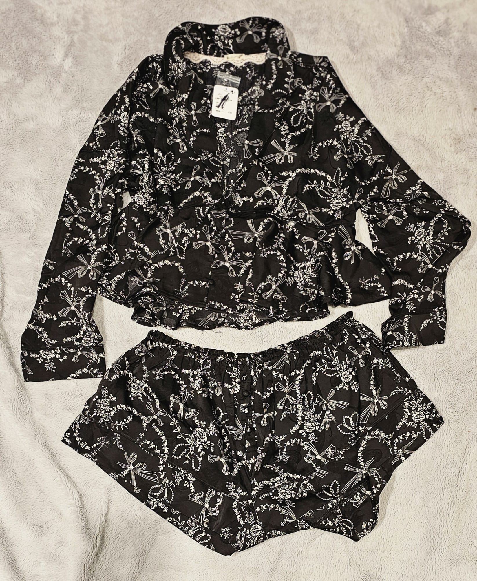 Black floral Free People pajama set 