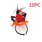 Halloween 3d spider headband with orange and black design  labeled '10PC'.