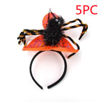 Halloween spider headband with orange and black design 5pc