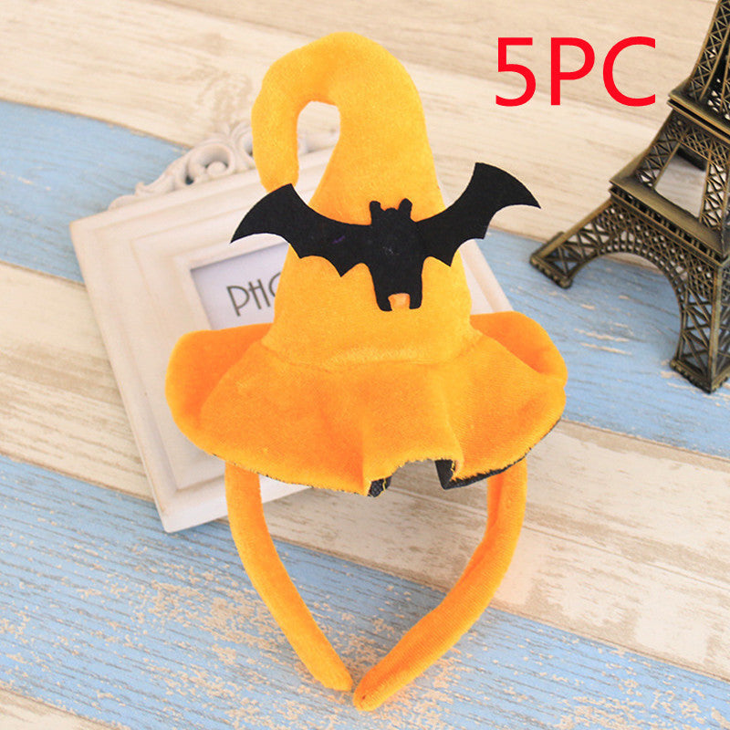 Orange headband with black bat design 5pc
