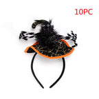Halloween spider headband with orange and black design 