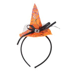 Orange witch hat headband with black accents