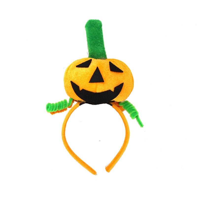 Pumpkin-shaped headband with a green stem 