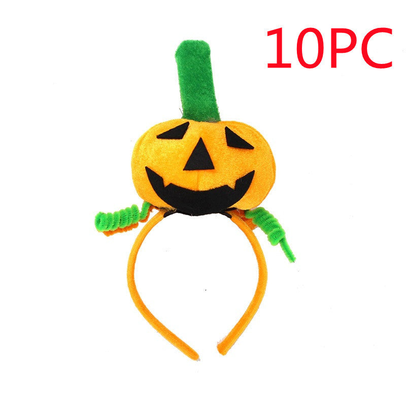 Pumpkin-shaped headband with a green stem 