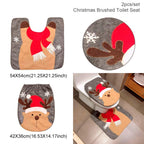 Christmas-themed toilet seat cover set with reindeer design 