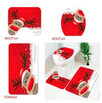Set of Christmas-themed bathroom mats with reindeer design 