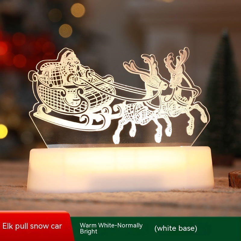 Decorative lamp with Santa in sleigh and reindeer 