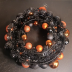 Hyde & EEK! Halloween Wreath – Black & Orange Shatterproof Pumpkin Ball Decoration (16”)