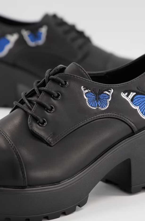 NEW Koi Footwear Black Butterfly Lace-Up Shoes –  Size 5
