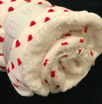 Threshold Mini Hearts Plush Throw Blanket – Ivory & Red Faux Shearling