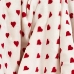 Threshold Mini Hearts Plush Throw Blanket – Ivory & Red Faux Shearling