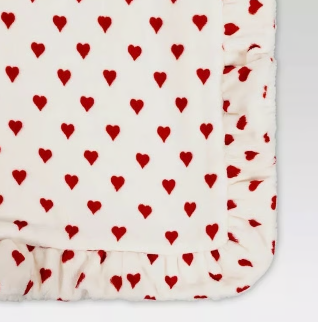 Threshold Mini Hearts Plush Throw Blanket – Ivory & Red Faux Shearling