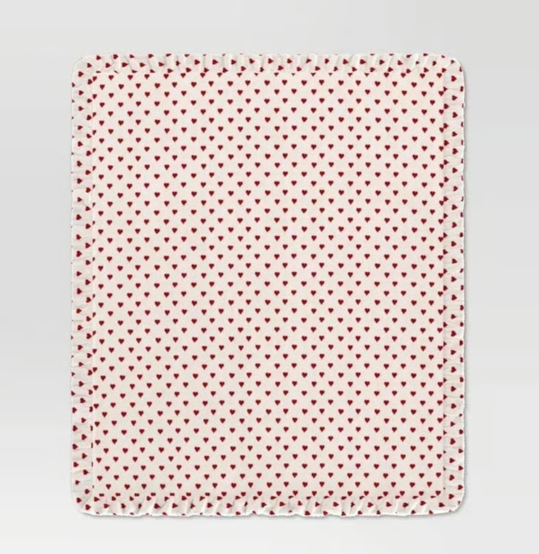 Threshold Mini Hearts Plush Throw Blanket – Ivory & Red Faux Shearling