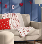 Threshold Mini Hearts Plush Throw Blanket – Ivory & Red Faux Shearling