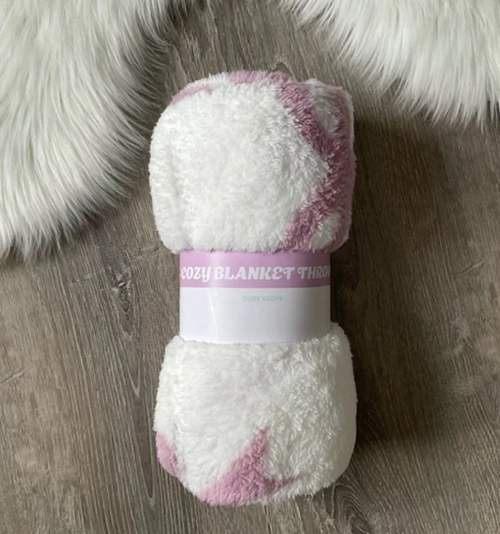 Purple Bow Plush Throw Blanket – Soft Coquette Aesthetic 50x60