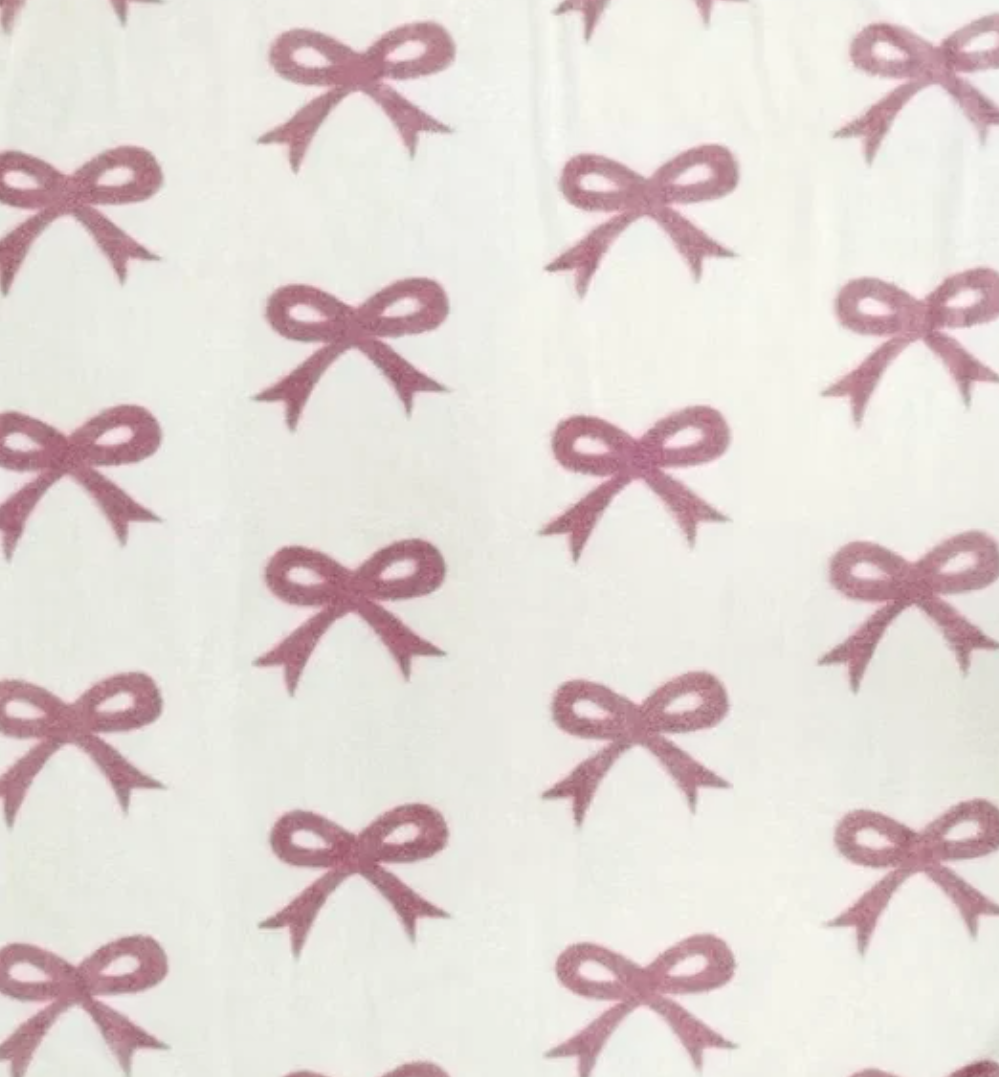 Purple Bow Plush Throw Blanket – Soft Coquette Aesthetic 50x60