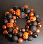 Hyde & EEK! Halloween Wreath – Black & Orange Shatterproof Pumpkin Ball Decoration (16”)