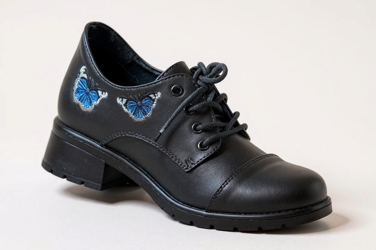 NEW Koi Footwear Black Butterfly Lace-Up Shoes – Vegan Leather – Size 5