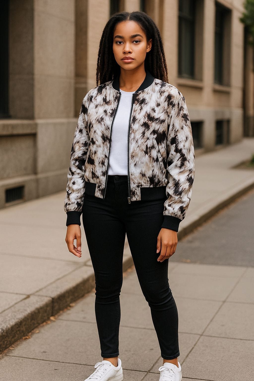 Rock & Republic Bomber Jacket – Abstract Print – Size L