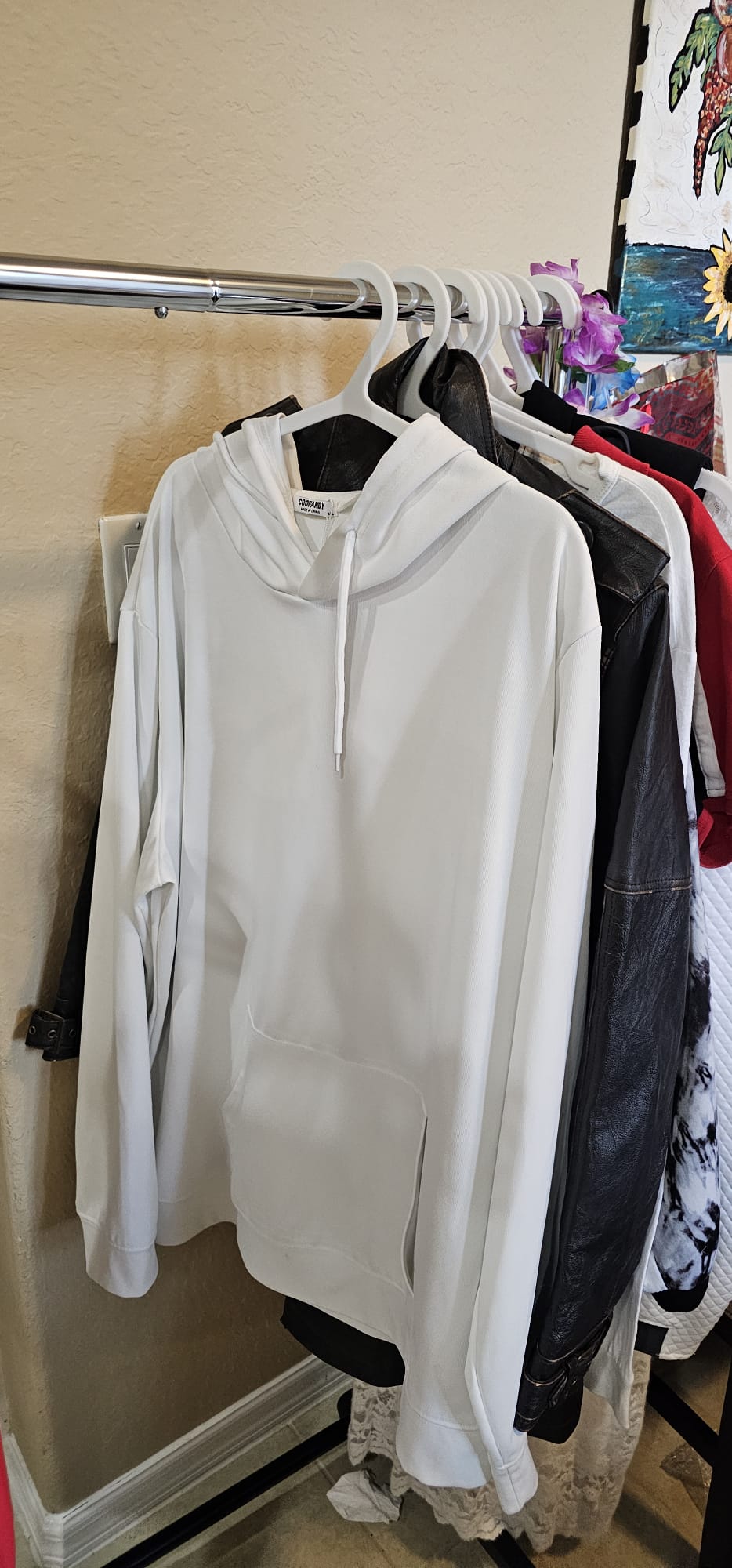 Men’s White Coofandy Pullover Hoodie – XXL New Arrival