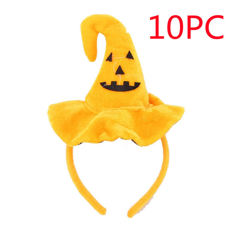 Yellow pumpkin-shaped headband with a smiling face, labeled '10PC'.