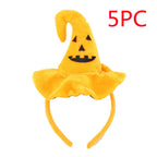 Yellow pumpkin headband with a smiling face  '5PC'.