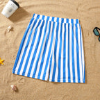 Blue and white striped shorts dad bathing suite matching family set