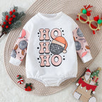 Christmas Baby Romper – Holiday Infant Outfit, Santa Baby Bodysuit, HO HO HO Long Sleeve Onesie
